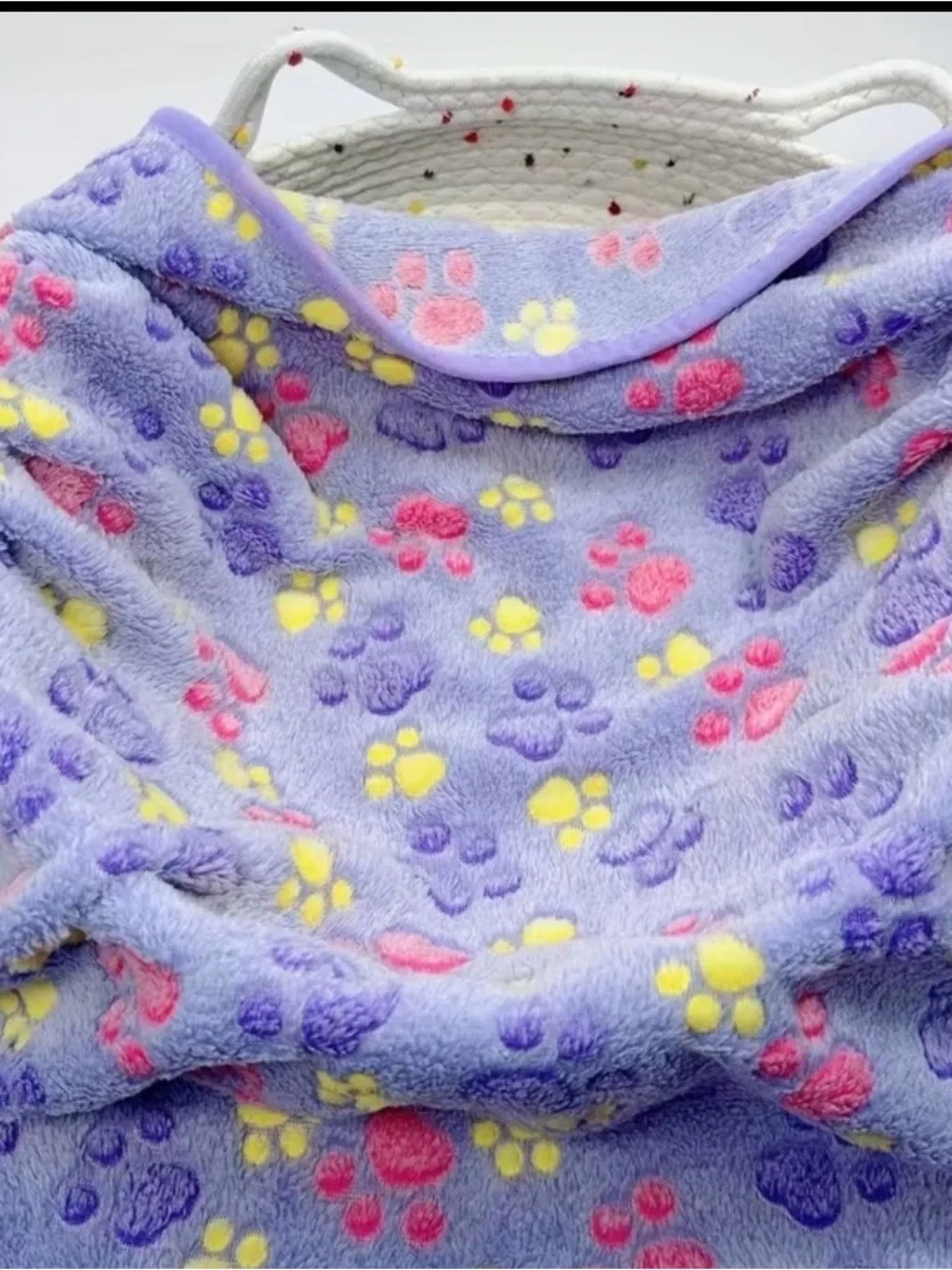 Plush Paw Print Pet Blanket - 20” x 30” Gray, Lavender or Tan